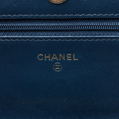 Chanel Goatskin Quilted Chanel 19 Wallet On Chain WOC Blue 6 of 10