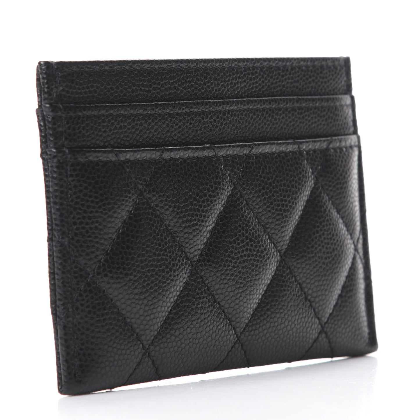 Caviar Quilted French New Wave Card Holder Black
