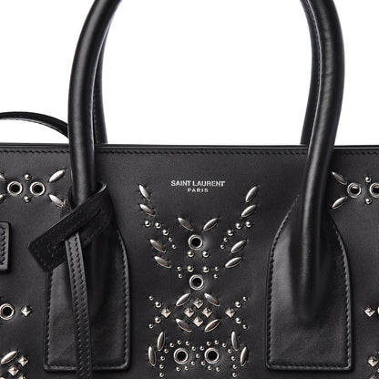 Saint Laurent Calfskin Perforated Bandana Studded Small Sac De Jour Black 8 of 10