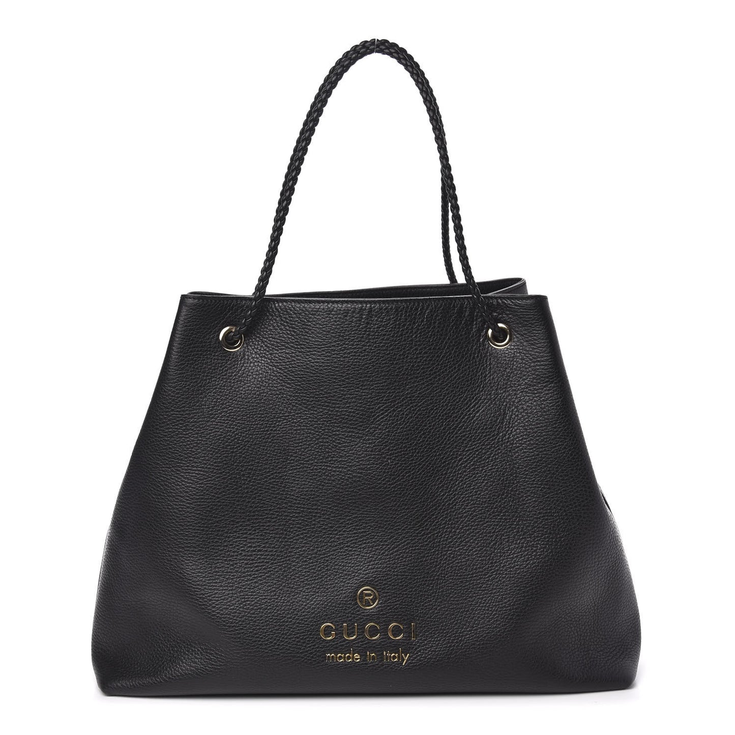 Calfskin Large Gifford Braided Handle Tote Black