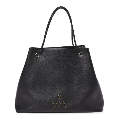 Gucci Calfskin Large Gifford Braided Handle Tote Black 1 of 10