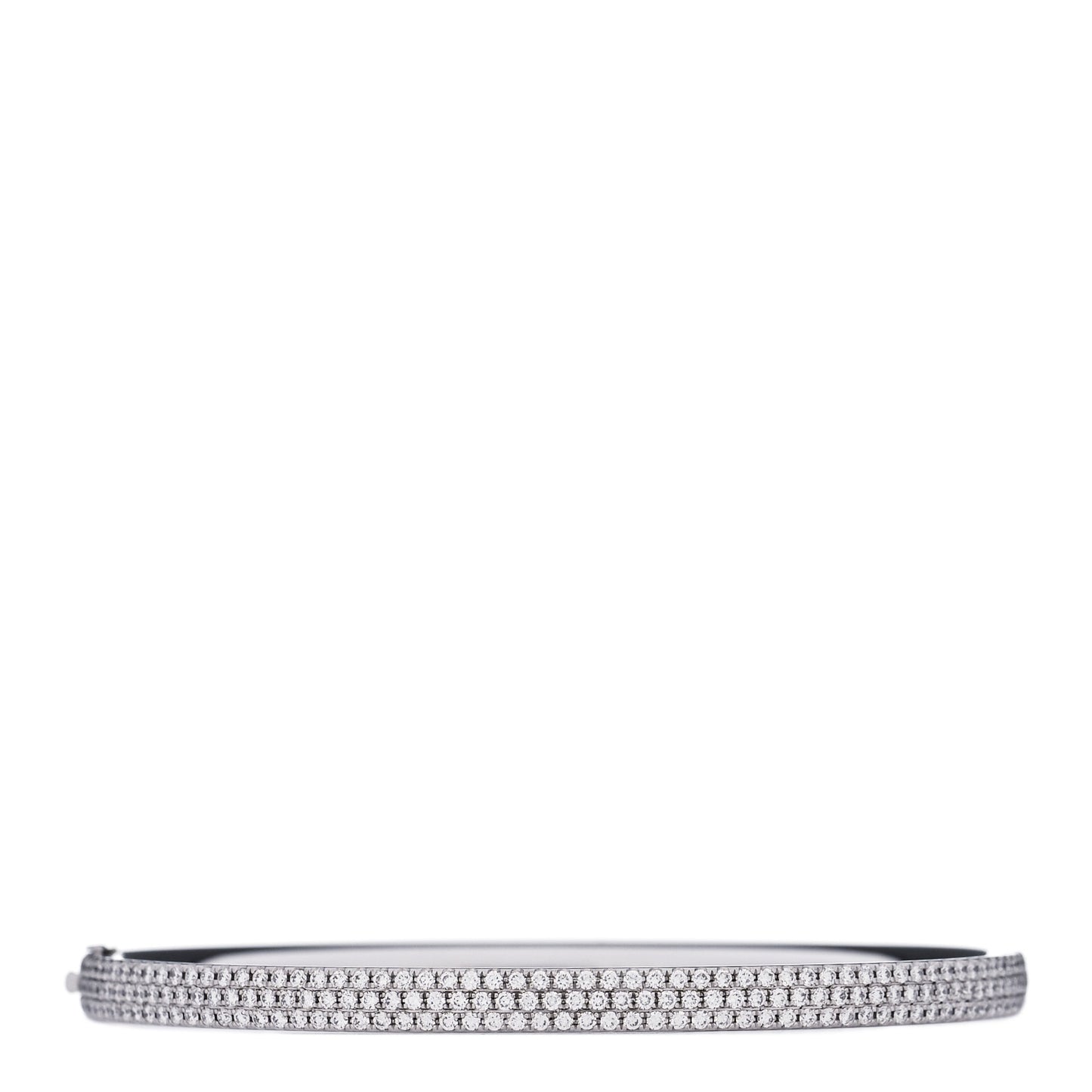 18K White Gold Diamond Metro Three-row Hinged Bangle Bracelet