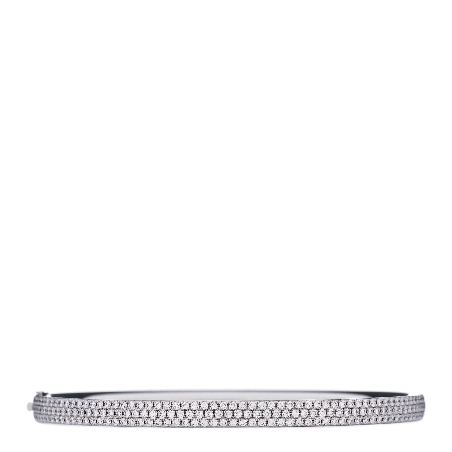 Tiffany 18K White Gold Diamond Metro Three-row Hinged Bangle Bracelet 1 of 3