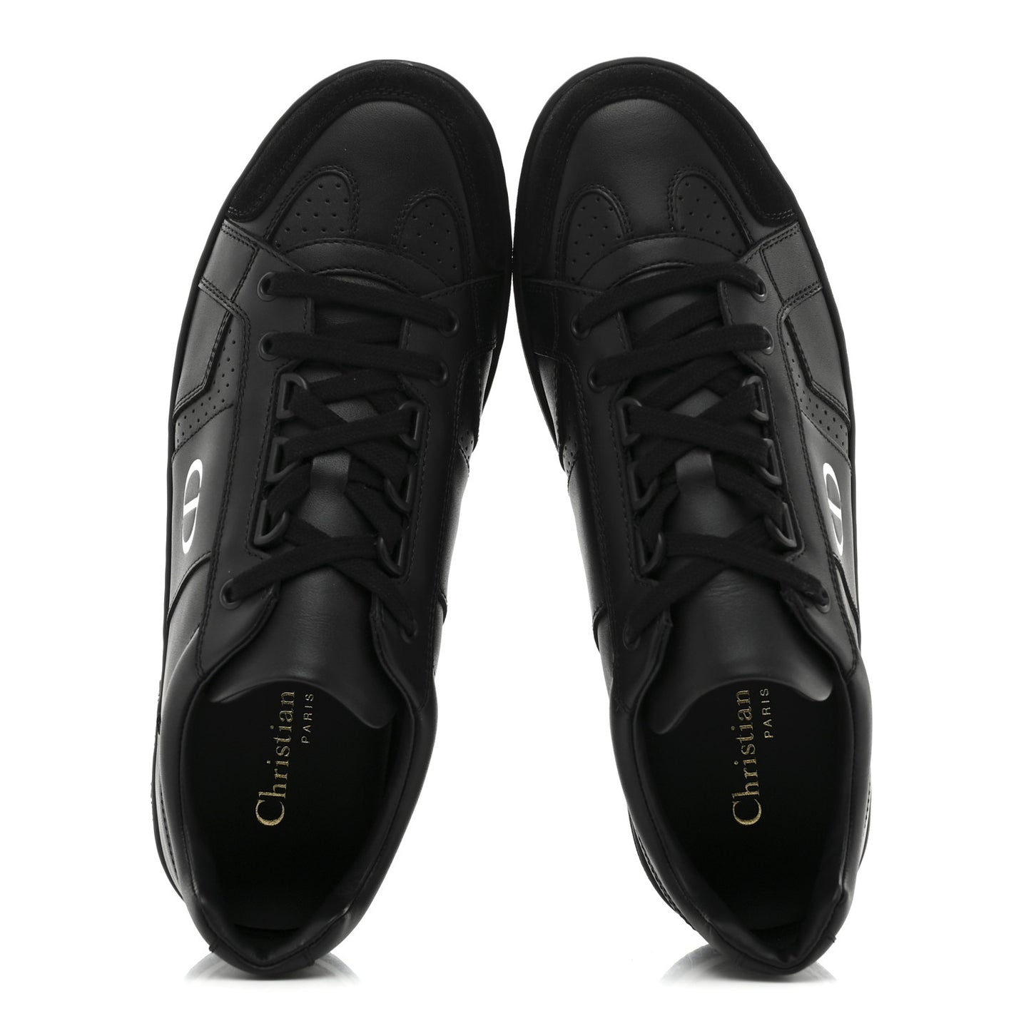 Calfskin Suede Logo Sneakers 37 Black