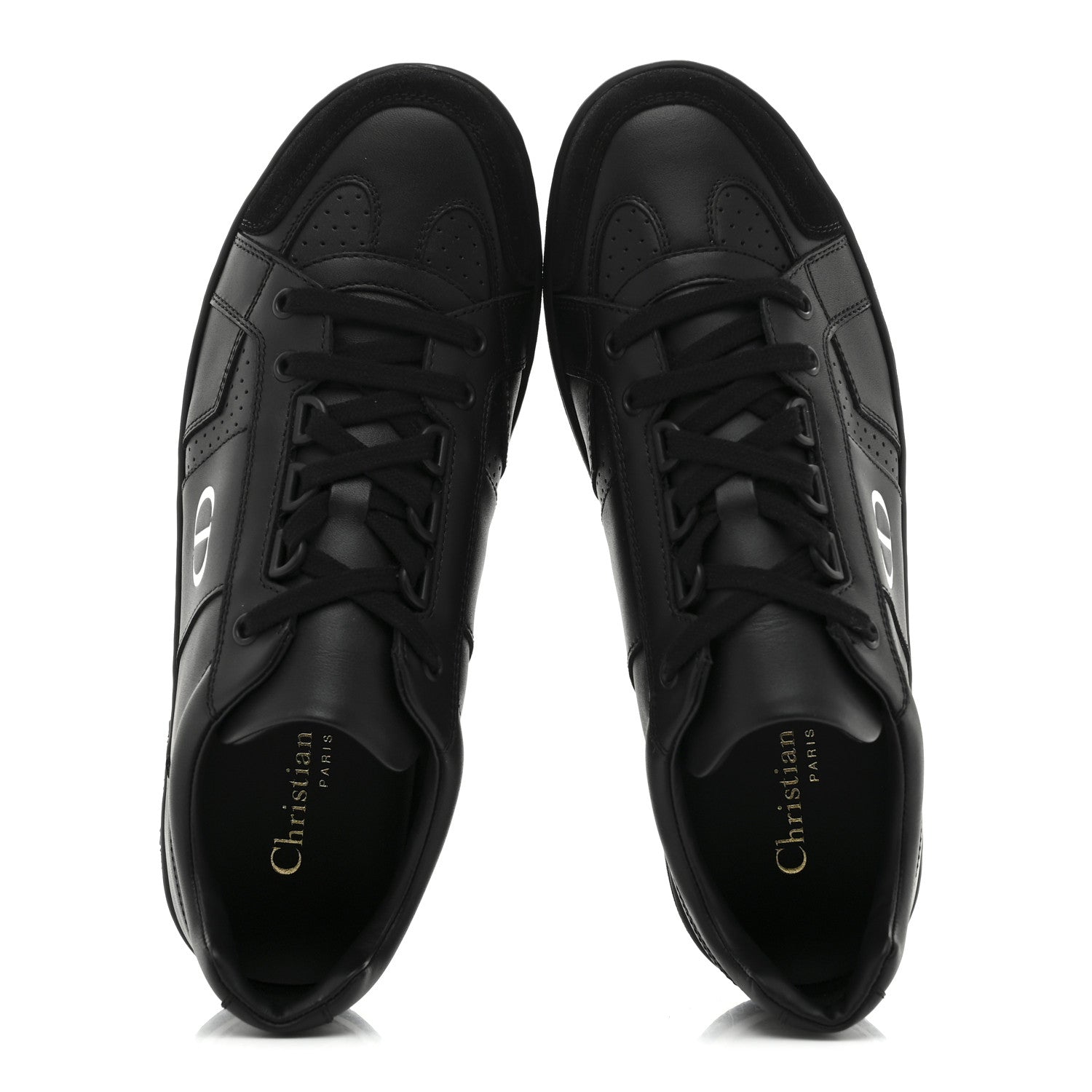 Christian Dior Calfskin Suede Logo Sneakers 37 Black 2 of 9