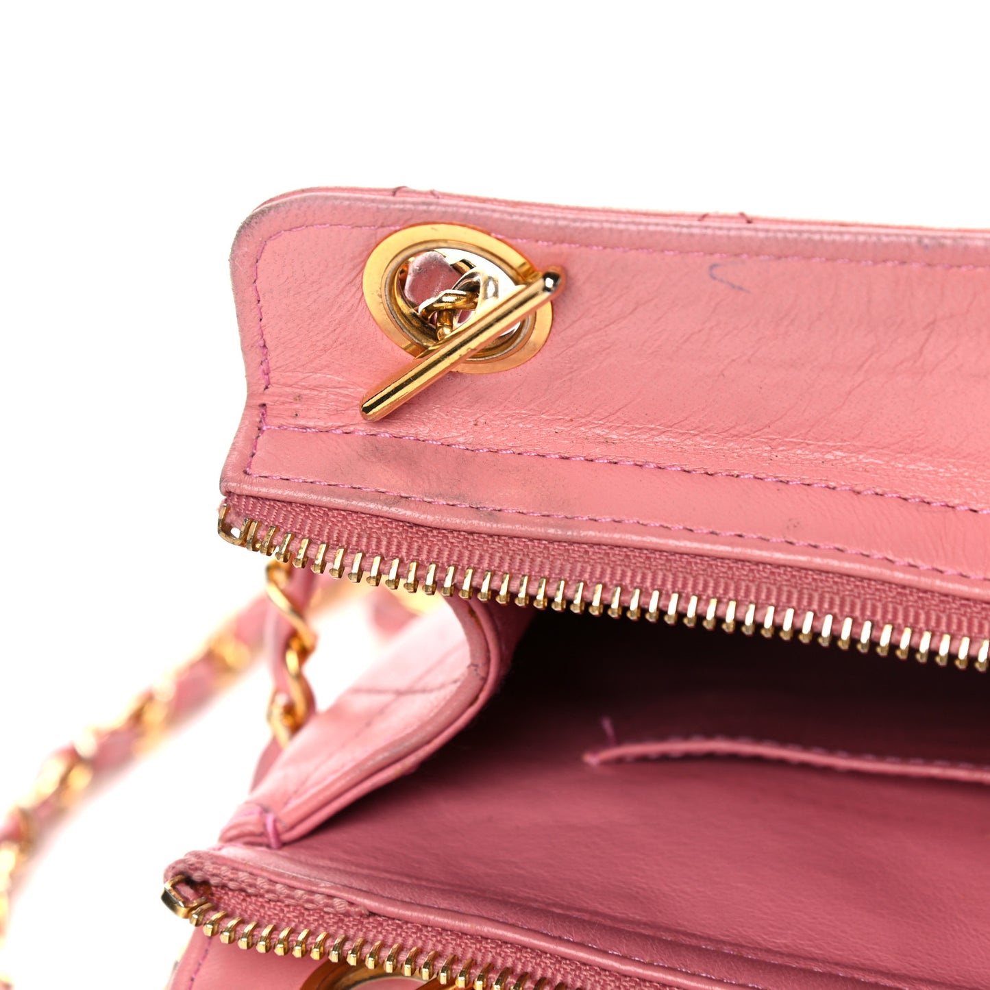 Lambskin Quilted Pocket Flap Shoulder Bag Pink