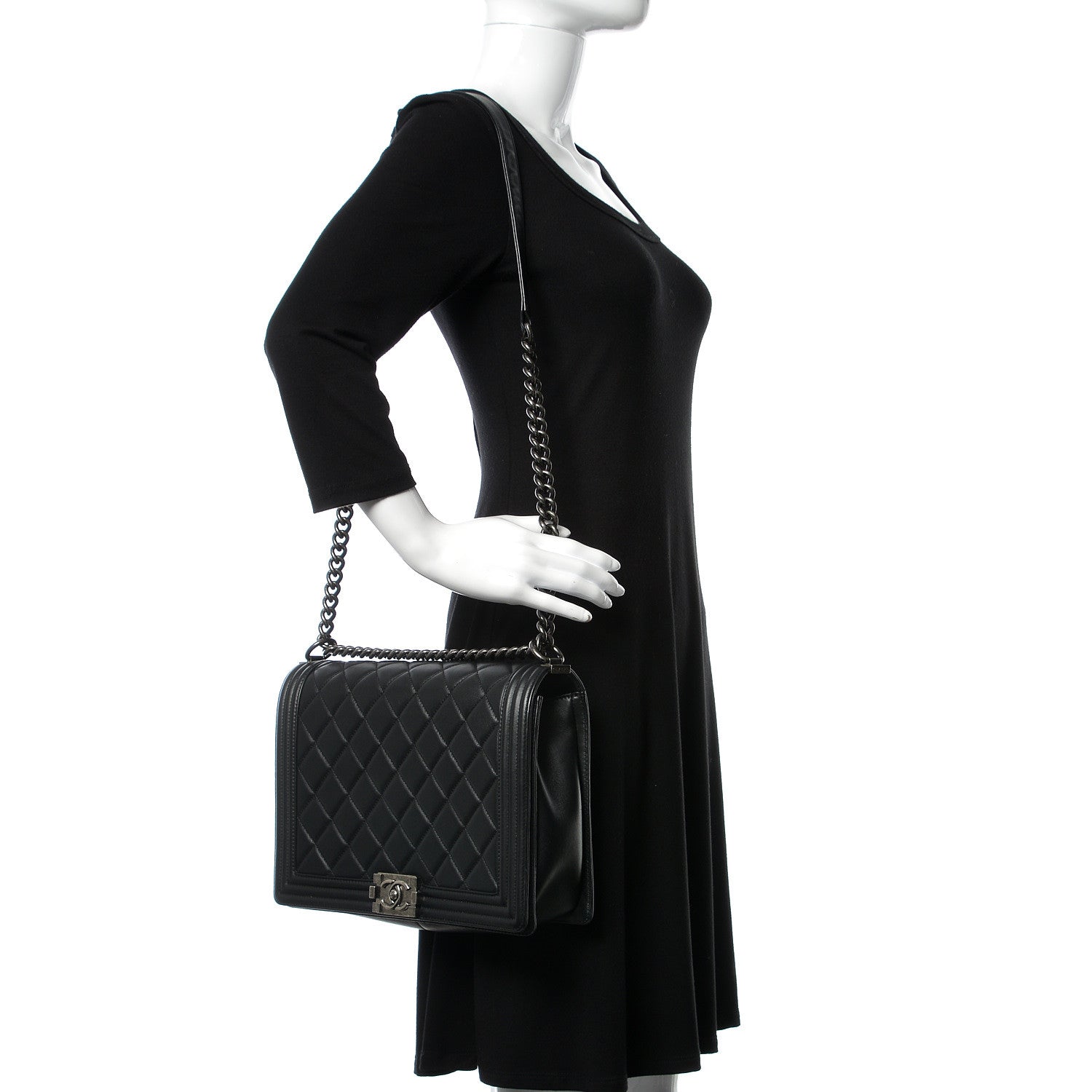 Chanel Calfskin Quilted Large Boy Flap Black 2 of 11