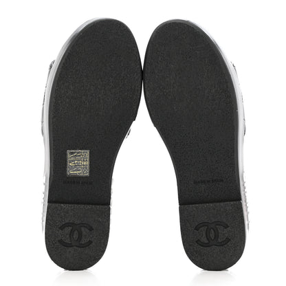 Chanel Lambskin Quilted CC Mules Sandals 36 Black White 5 of 13