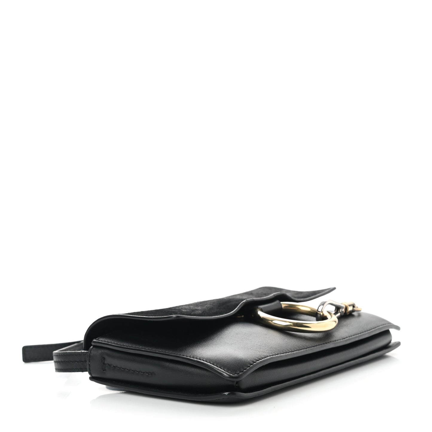 Suede Calfskin Small Faye Shoulder Bag Black