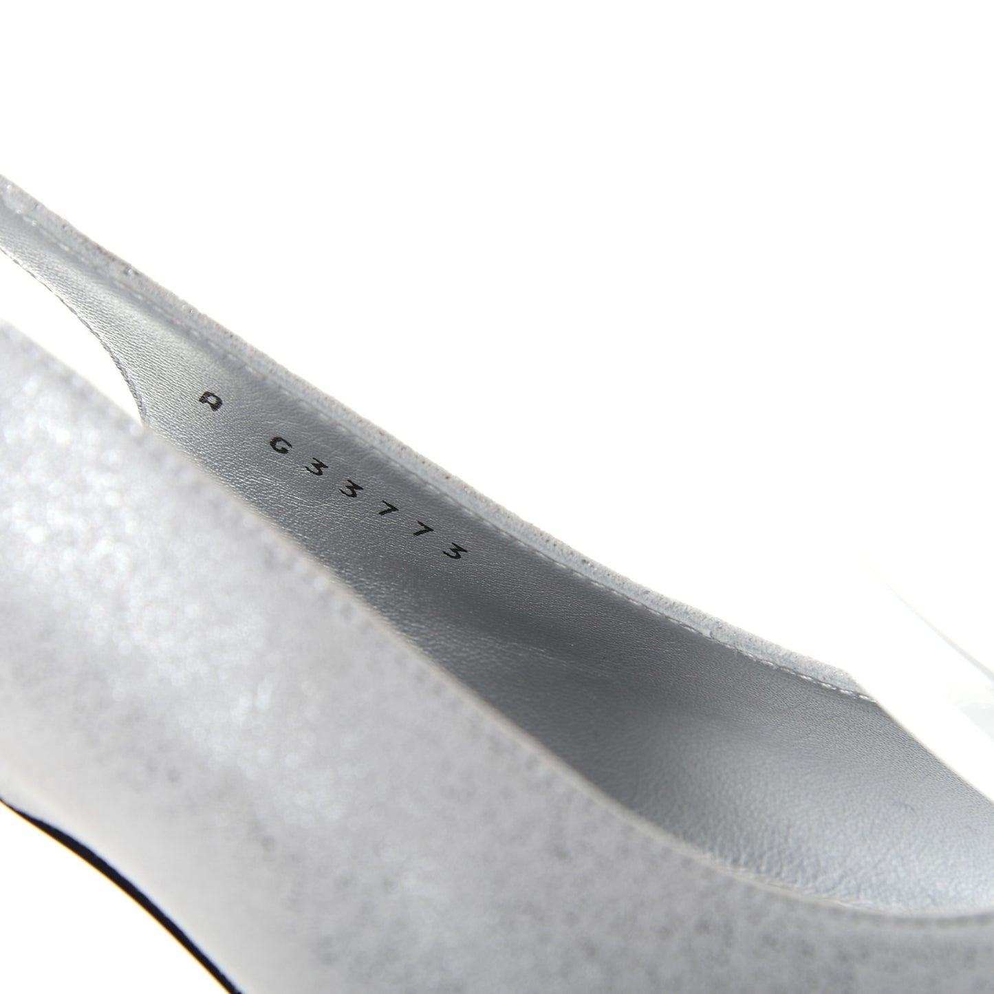Laminated Goatskin Velvet Cap Toe CC Slingback Sandals 40 Silver Black