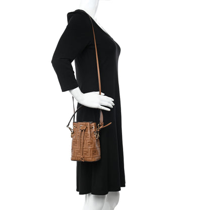Fendi Vitello Cristallo Nature F is Fendi FF 1974 Embossed Mini Mon Tresor Bucket Bag Cuoio 2 of 10