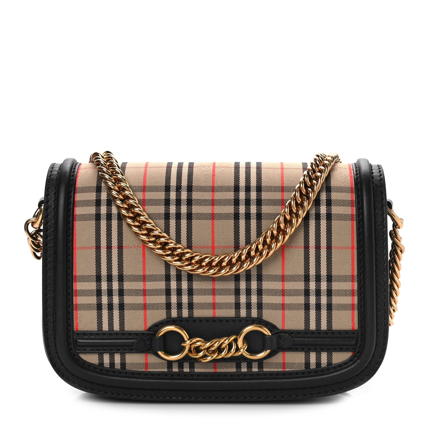 Smooth Calfskin 1983 Knight Check Link Shoulder Bag Black