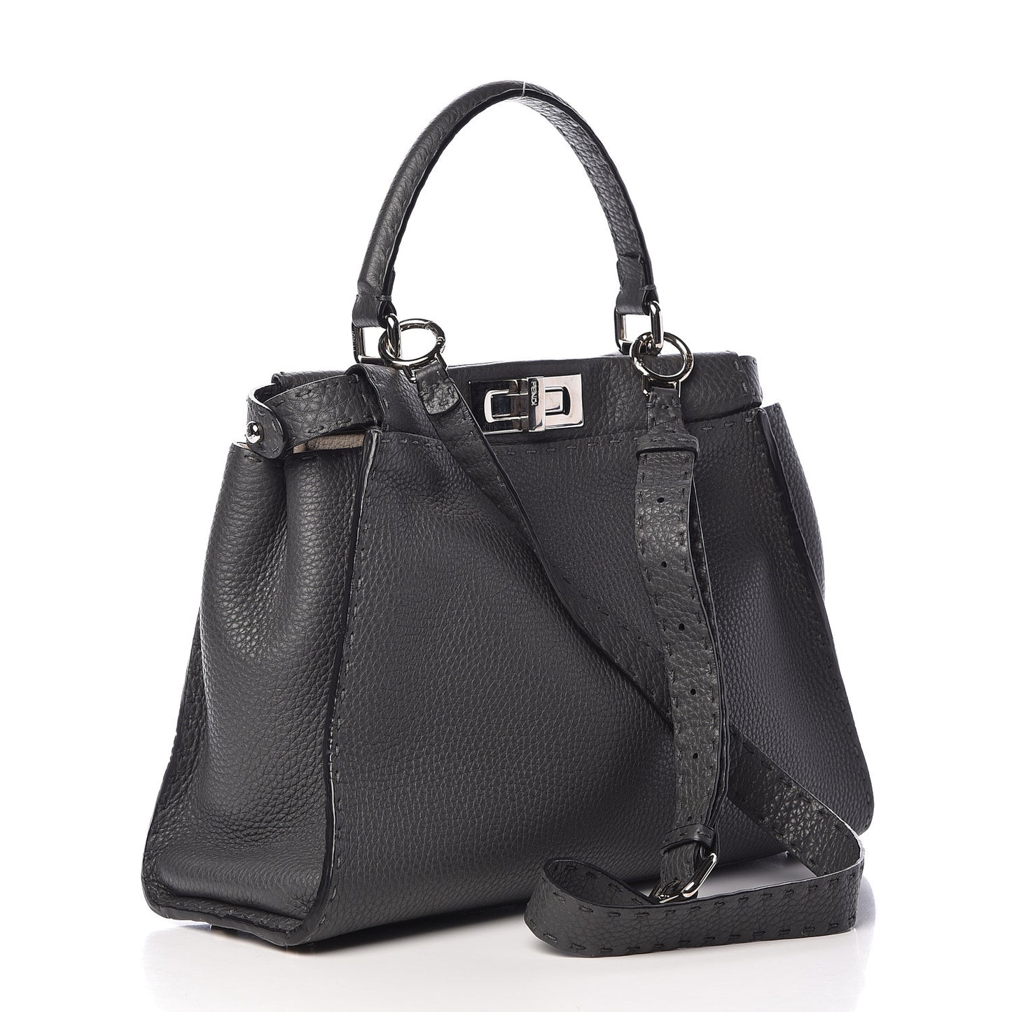 Cuoio Romano Selleria Bi-Color Medium Peekaboo Iconic Satchel Asfalto Latte
