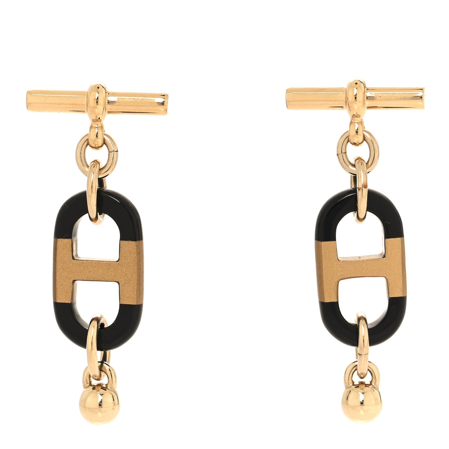 Lacquered Horn Permabrass Small Sur Mer Drop Earrings Gold Black