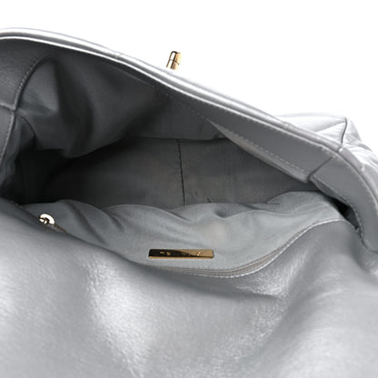 Chanel Metallic Goatskin Quilted Large Chanel 19 Flap Silver 5 of 11