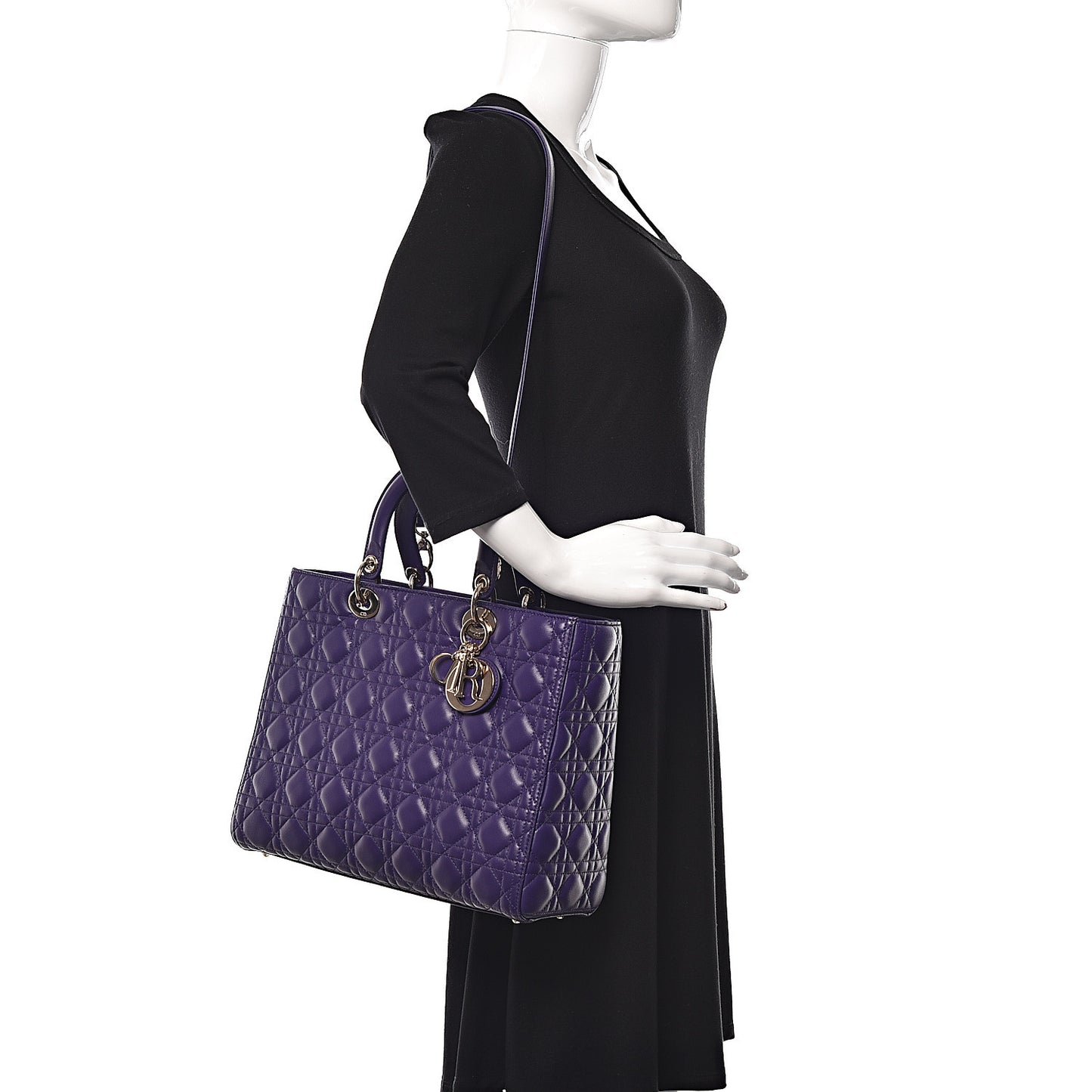 Lambskin Cannage Large Lady Dior Purple