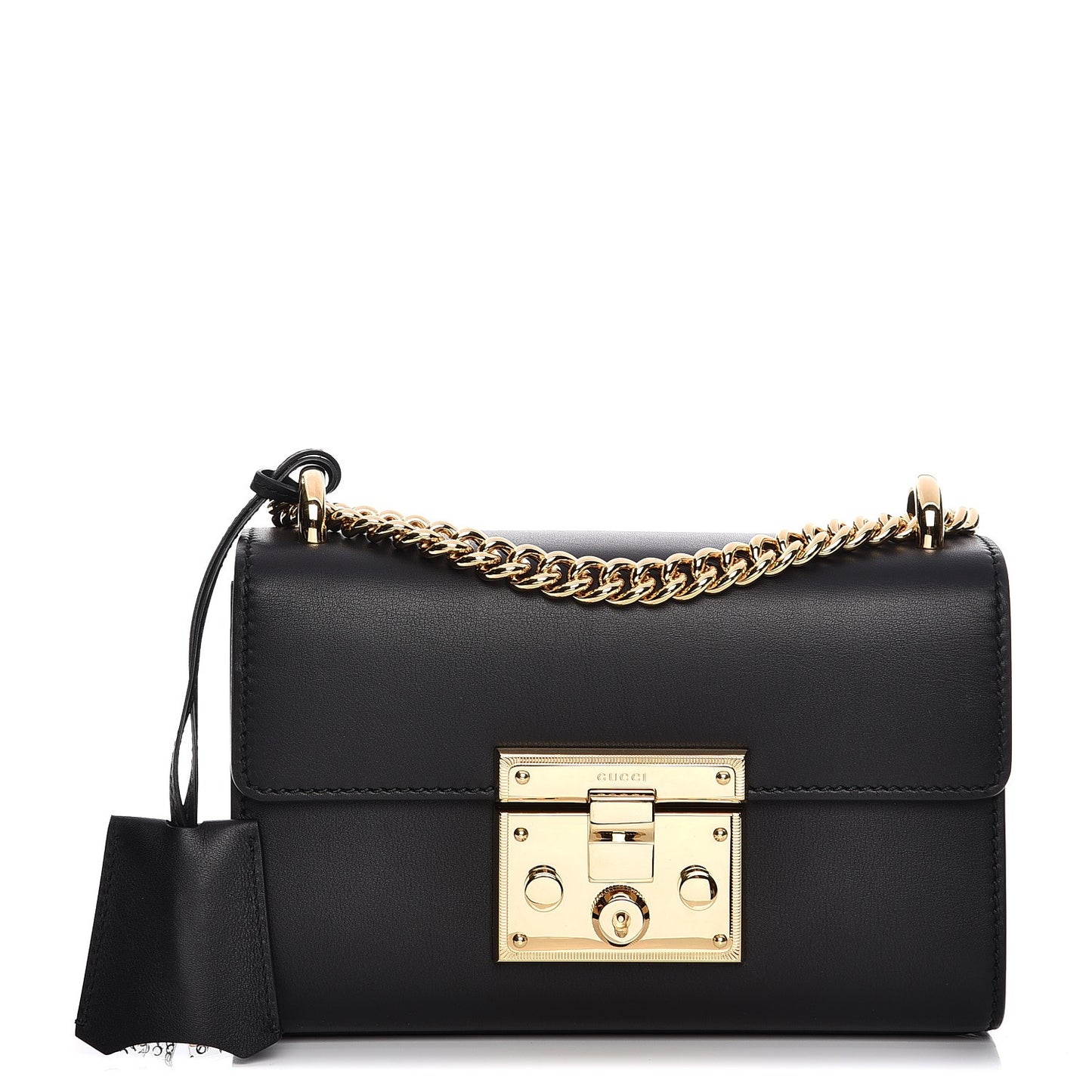 Calfskin Small Padlock Shoulder Bag Black