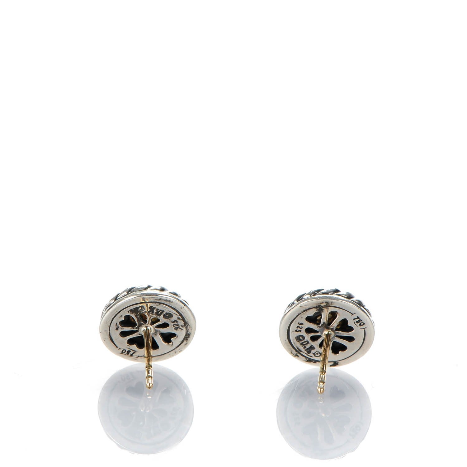 David Yurman Sterling Silver 18K Yellow Gold Diamond Cookie Cable Earrings 3 of 5