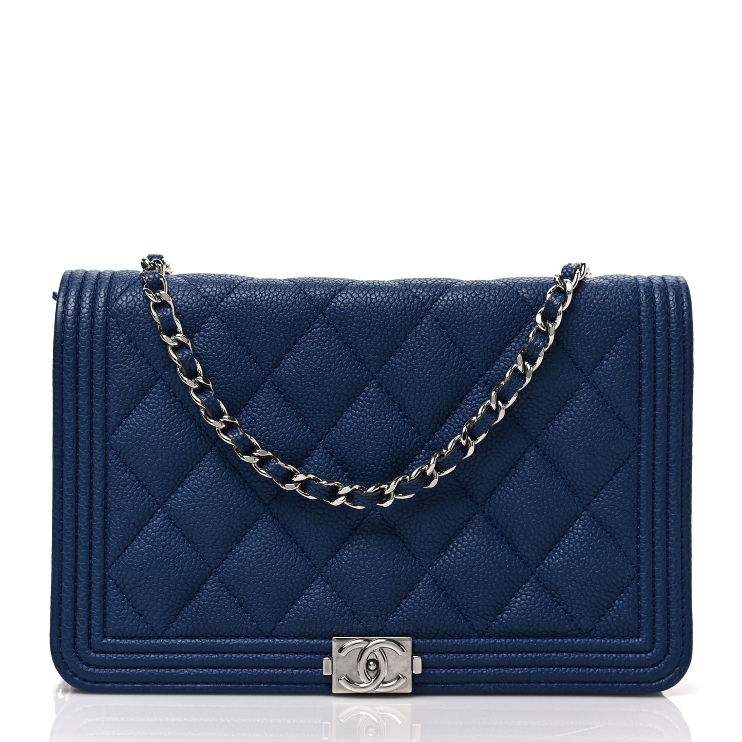 Caviar Quilted Boy Wallet On Chain WOC Blue