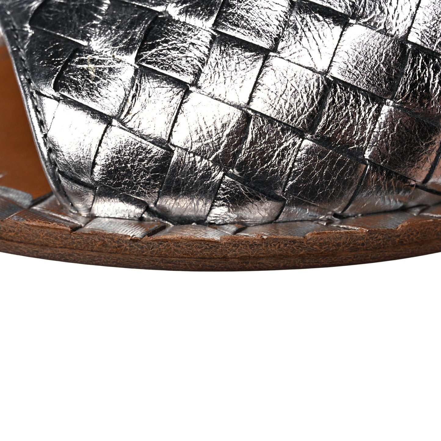 Nappa Intrecciato Flat Sandals 36 Silver