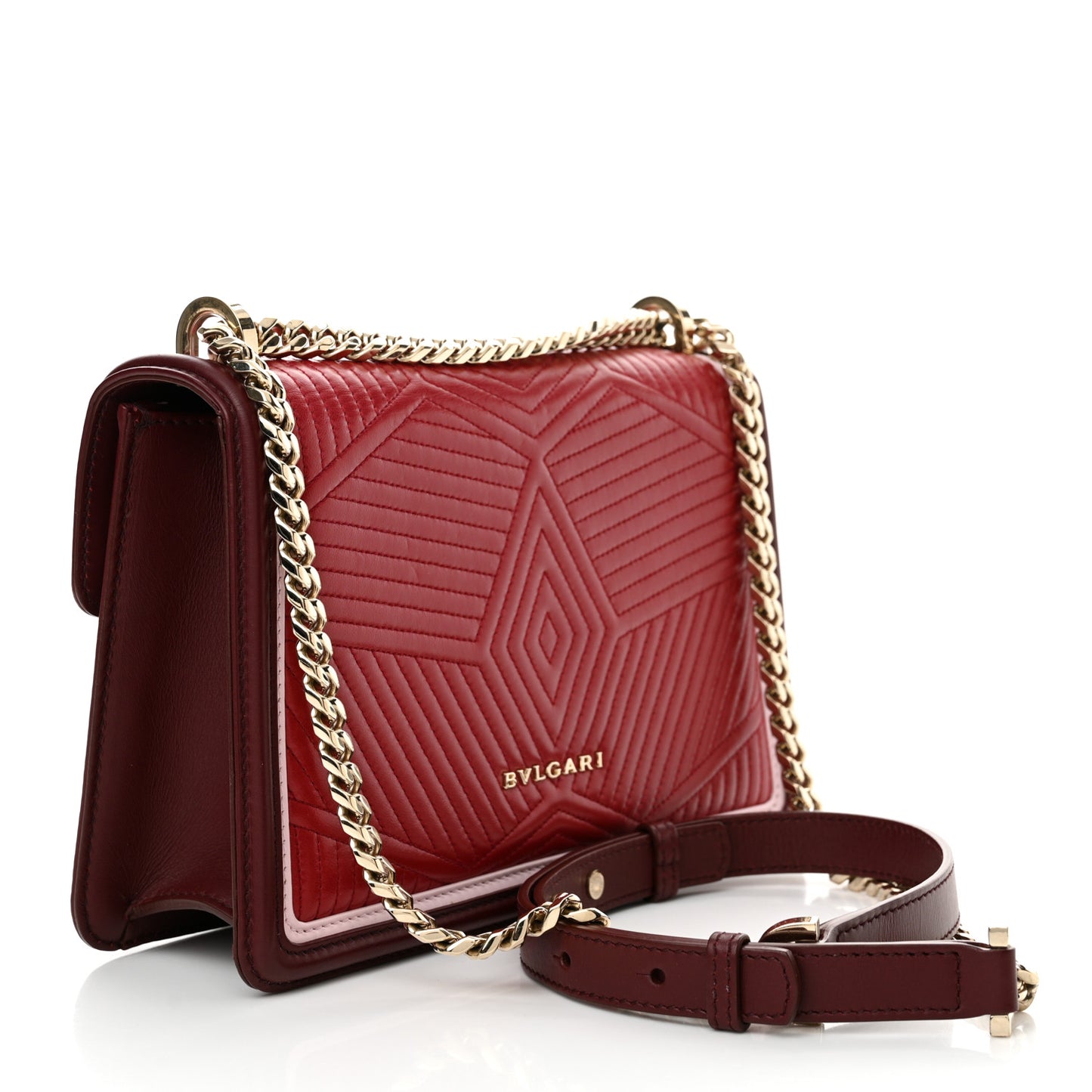 Quilted Nappa Smooth Calfskin Serpenti Forever Diamond Blast Shoulder Bag Red Burgundy Pink