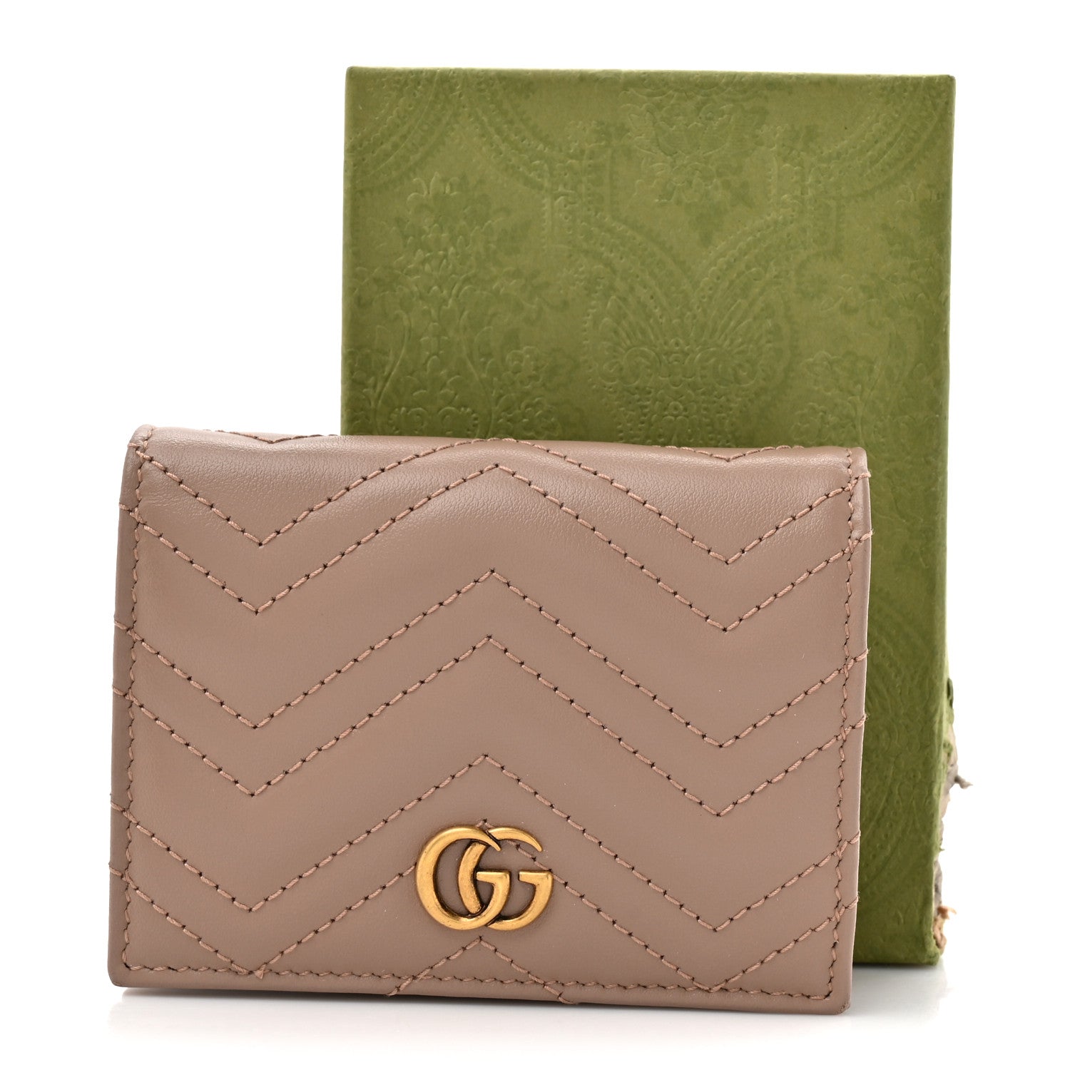 Gucci Calfskin Matelasse GG Marmont Card Case Wallet Porcelain Rose 10 of 10