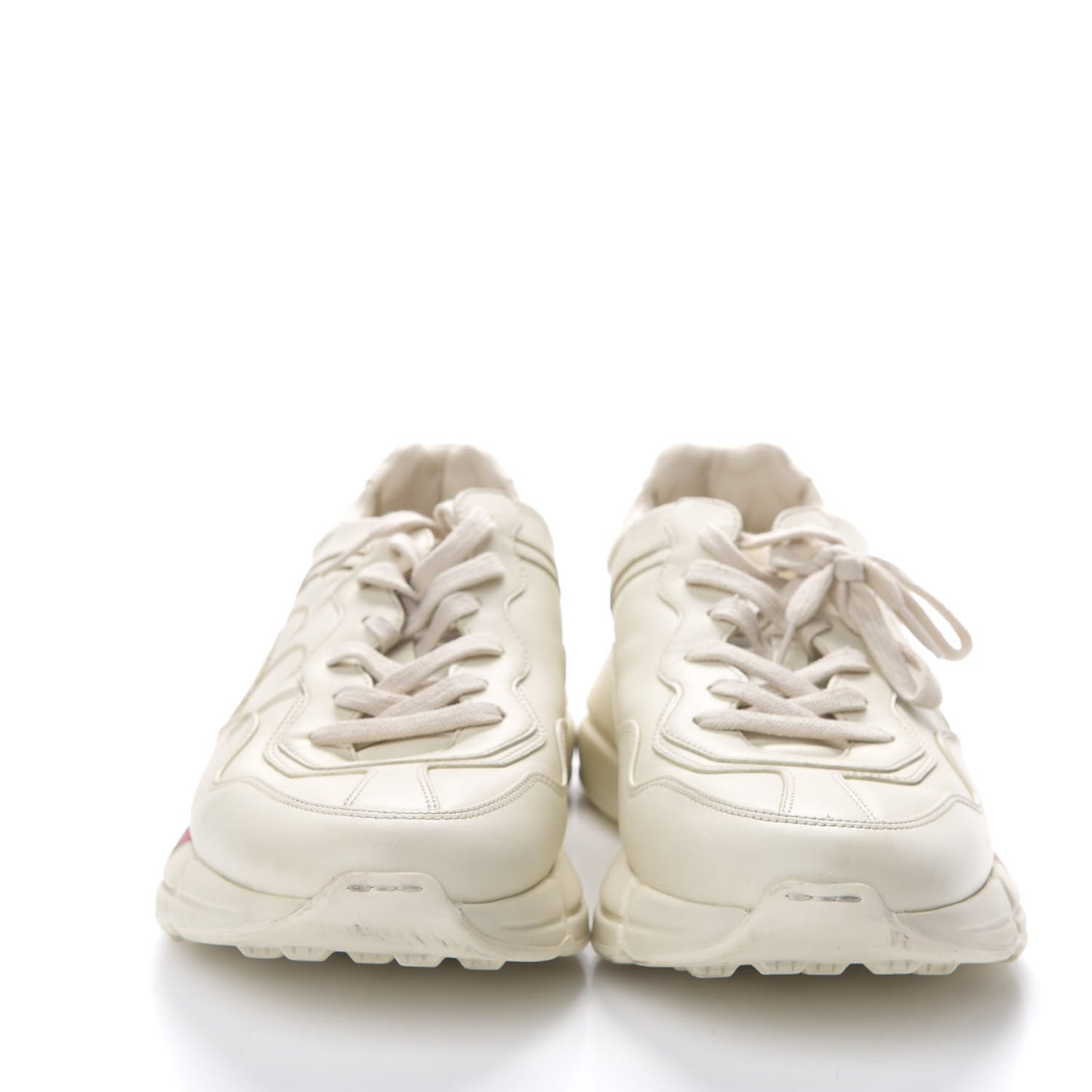 Calfskin Logo Mens Rhyton Sneakers 11 Ivory