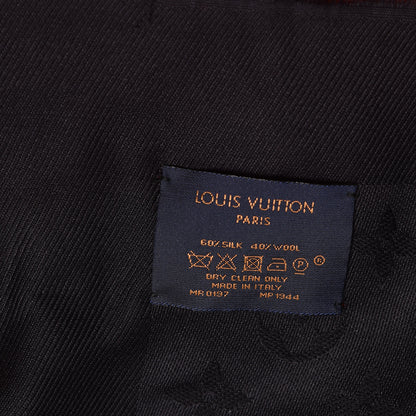 Louis Vuitton Silk Wool Monogram Kabuki Stickers Shawl Black 5 of 5
