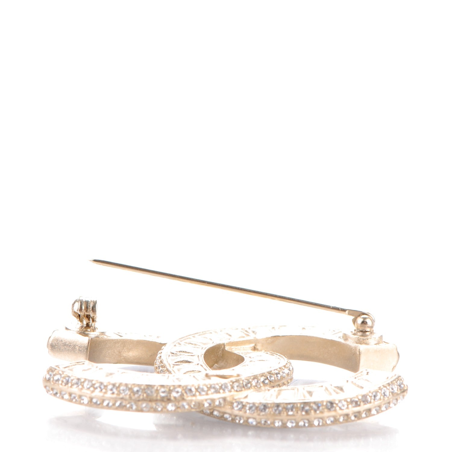 Chanel Baguette Crystal CC Brooch Light Gold 3 of 4