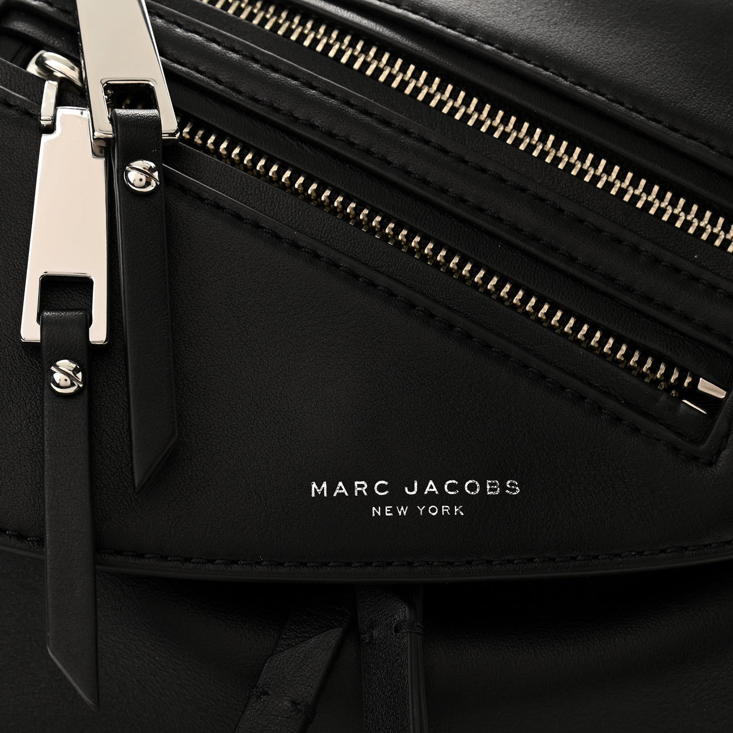 Lambskin Mid Zip Backpack Black