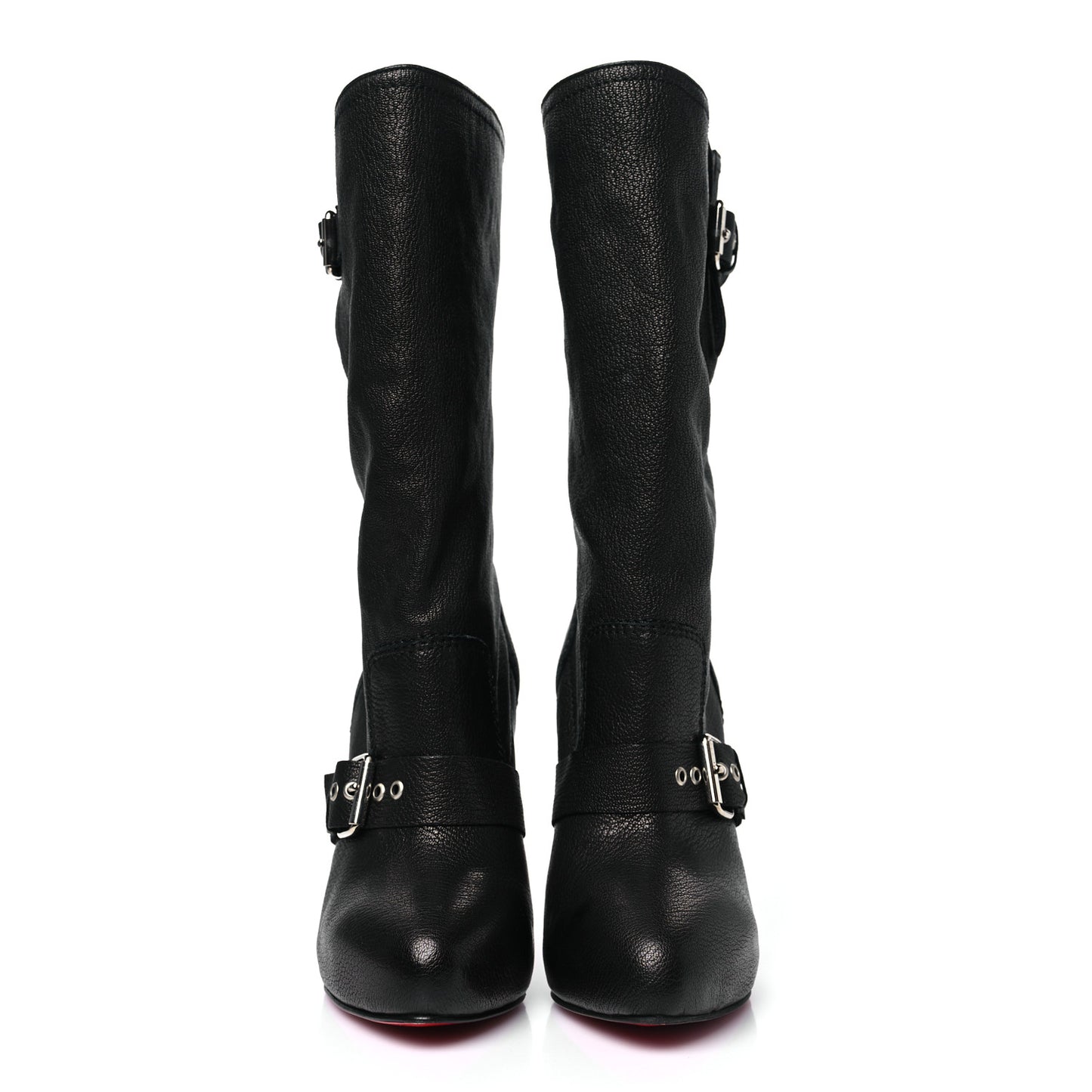 Grained Kid Calfskin Flanavec120 Knee Boots 40 Black