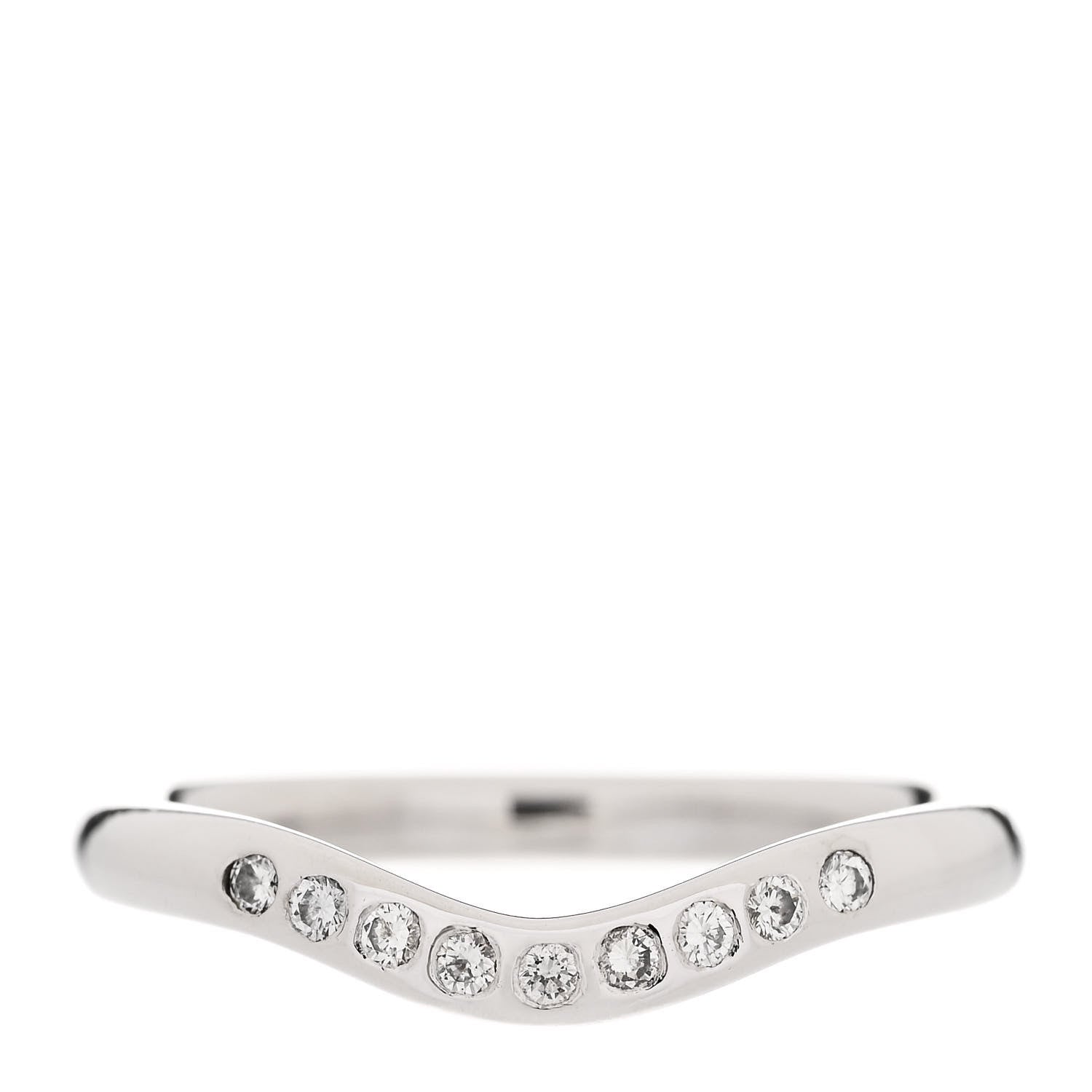 Tiffany Platinum Diamond Elsa Peretti Curved Wedding Band Ring 46 3.75 1 of 5