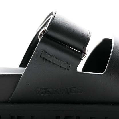 Hermes Calfskin Womens Chypre Sandals 38.5 Black 8 of 12