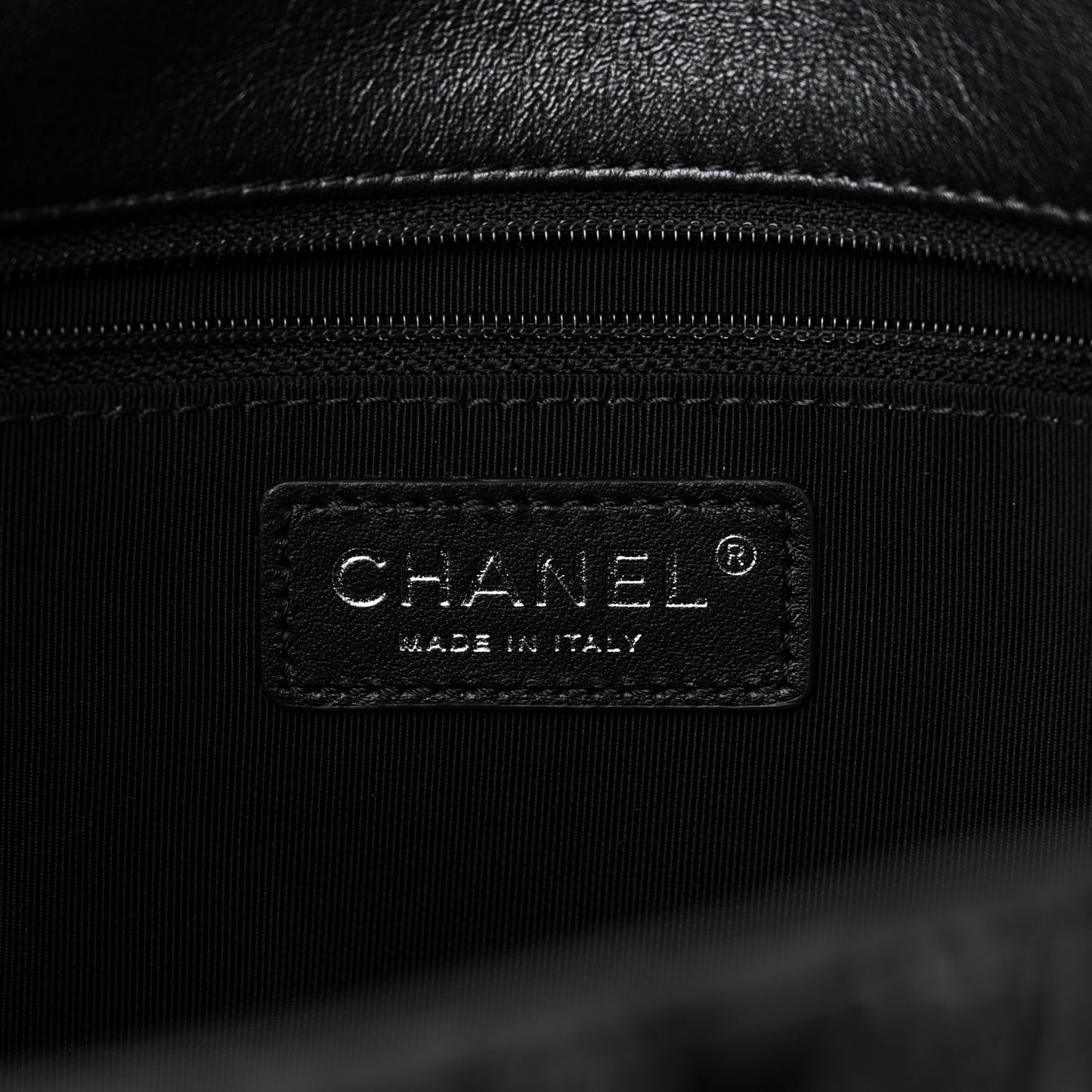 Lame Chevron Quilted Space Suit Flap Black