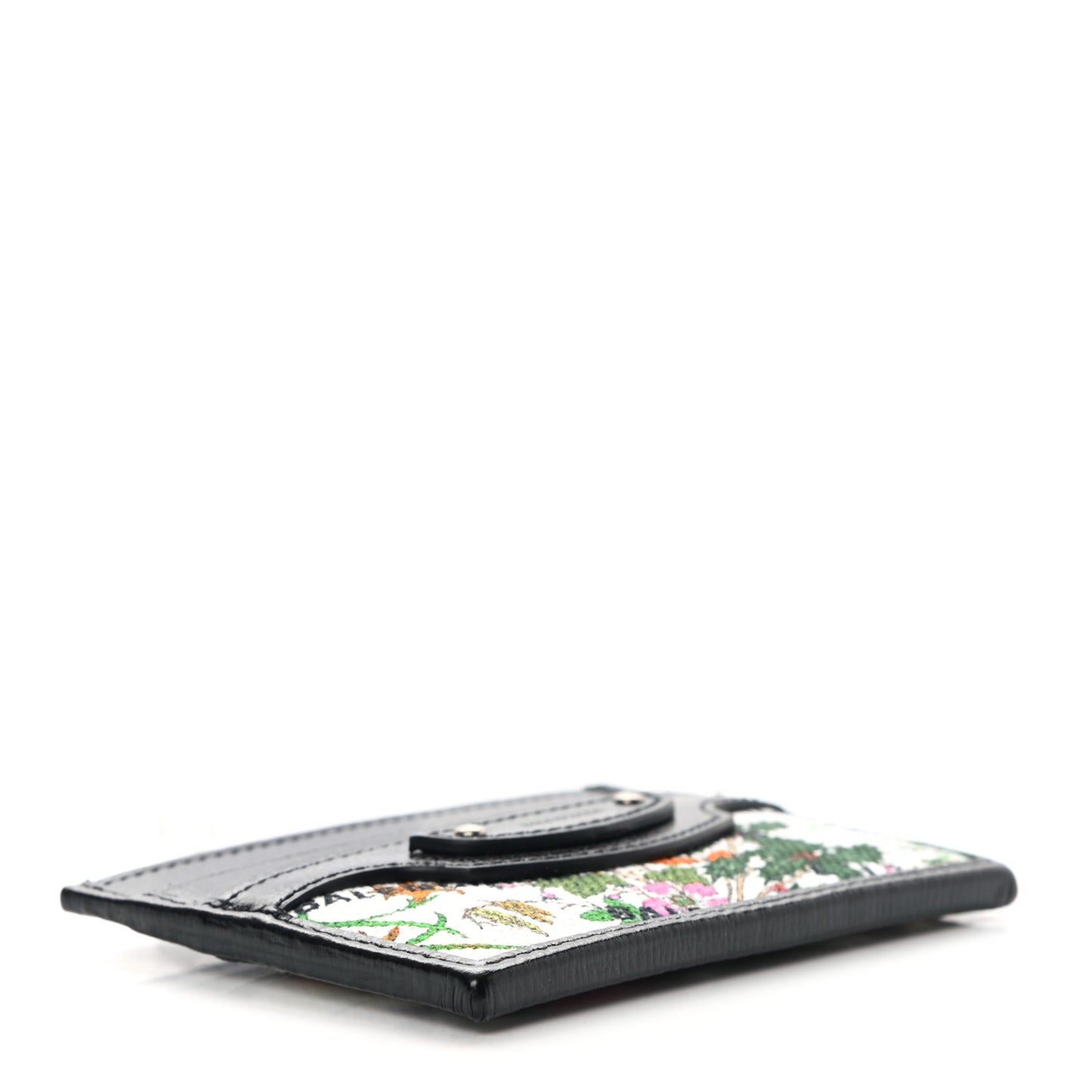 X GUCCI Canvas Azalea Calfskin Flora Logo Print Neo Classic Card Holder White Multicolor Black