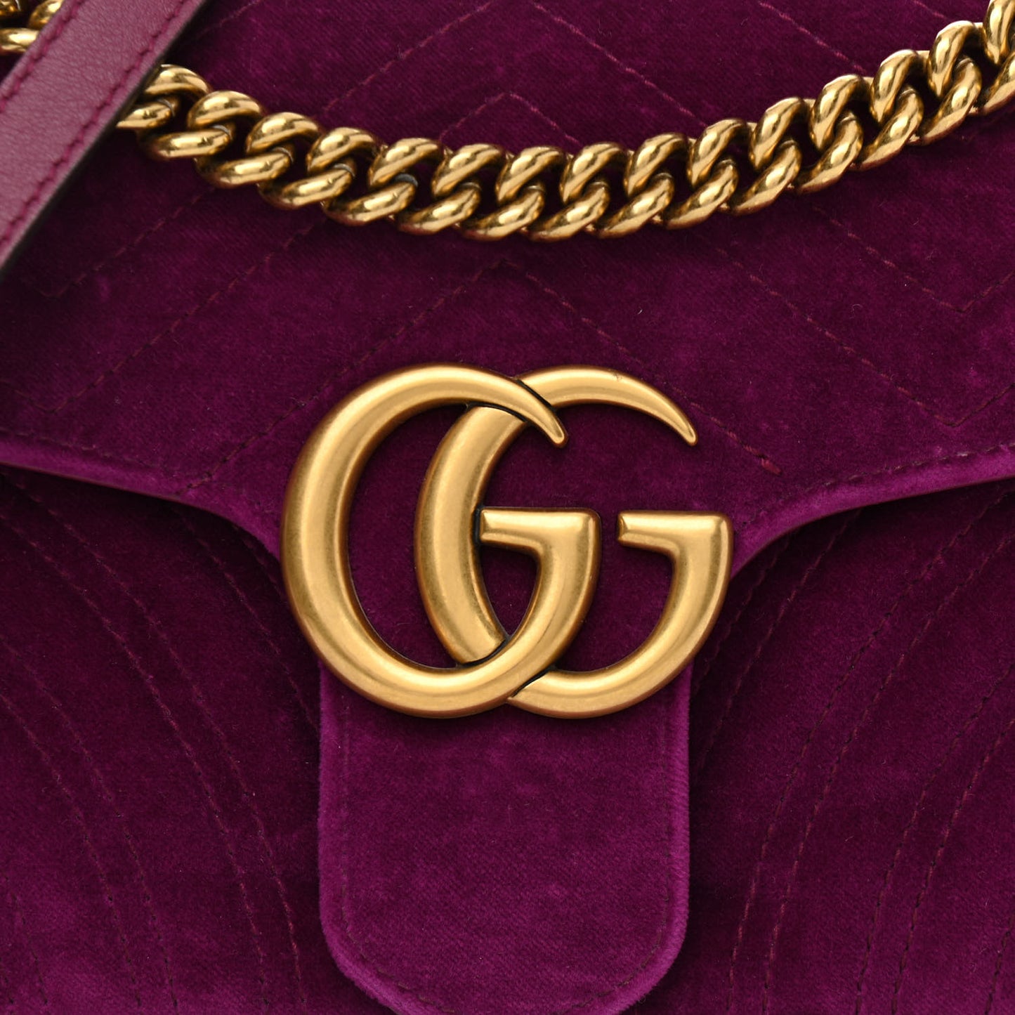 Velvet Matelasse Small GG Marmont Shoulder Bag Fuchsia Violet Cyclamen