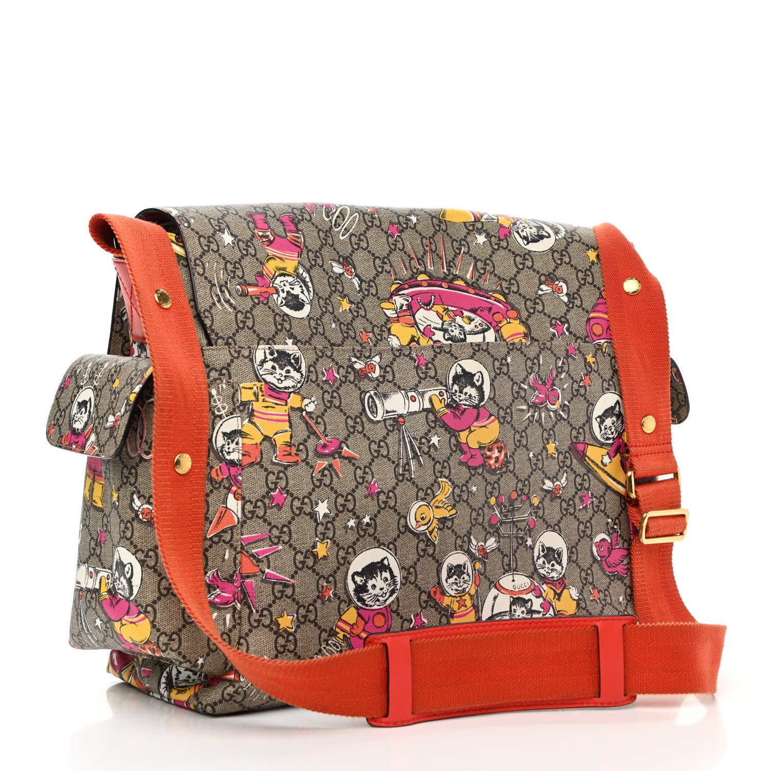 Gucci GG Supreme Monogram Space Cats Diaper Bag Orange 3 of 14