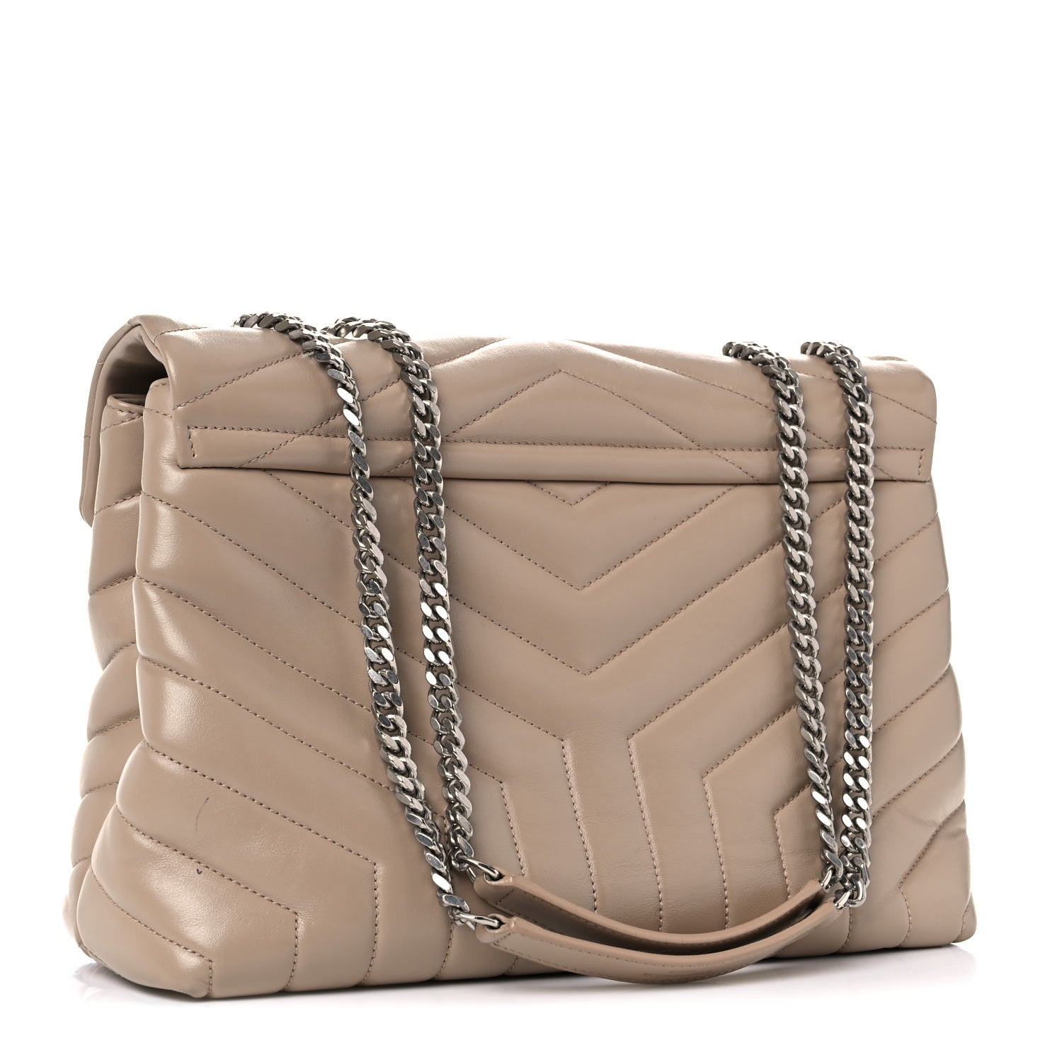Saint Laurent Calfskin Y Quilted Monogram Medium Loulou Chain Satchel Dark Beige 2 of 15