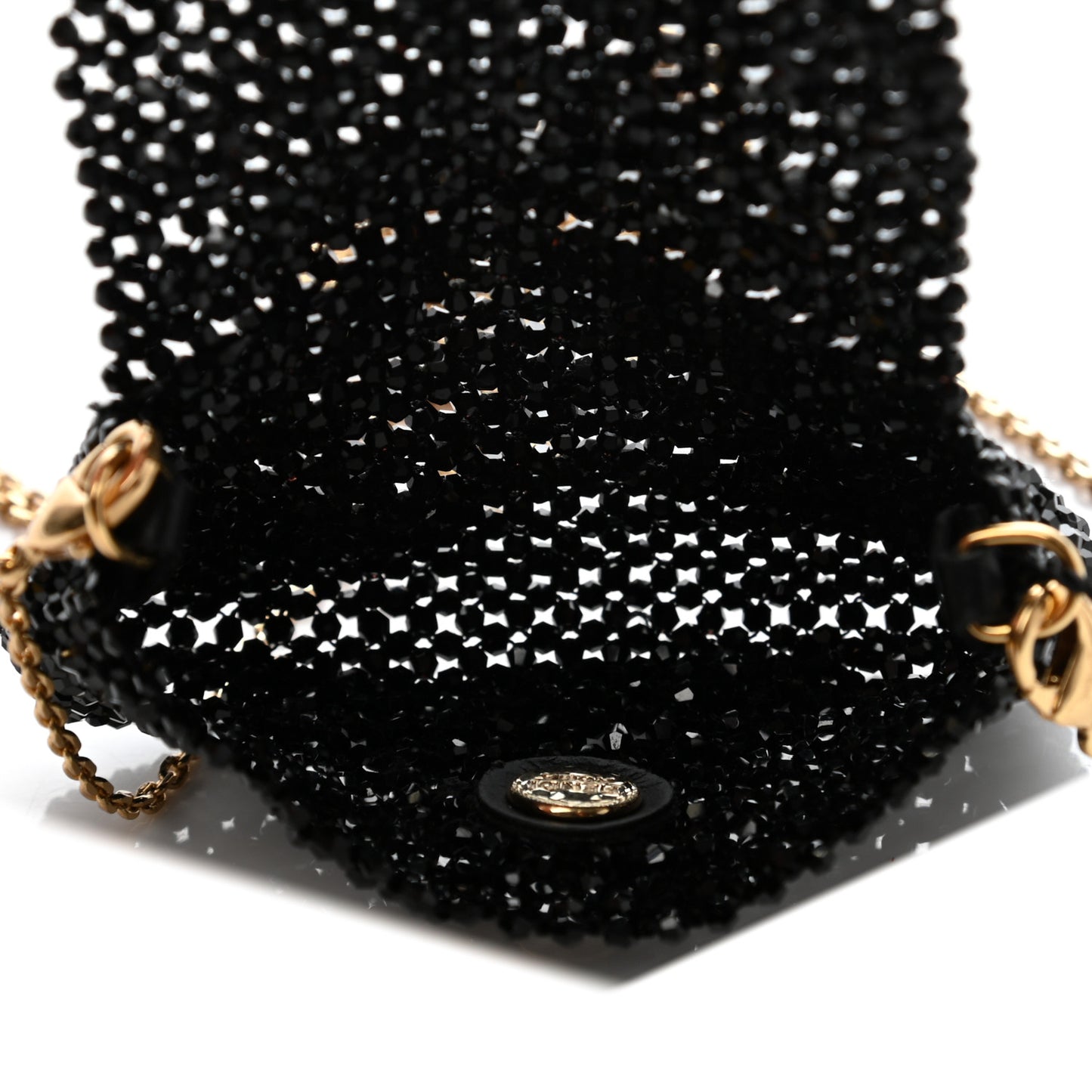 Crystal Vitello King Beaded Mini Pico Baguette Charm Black
