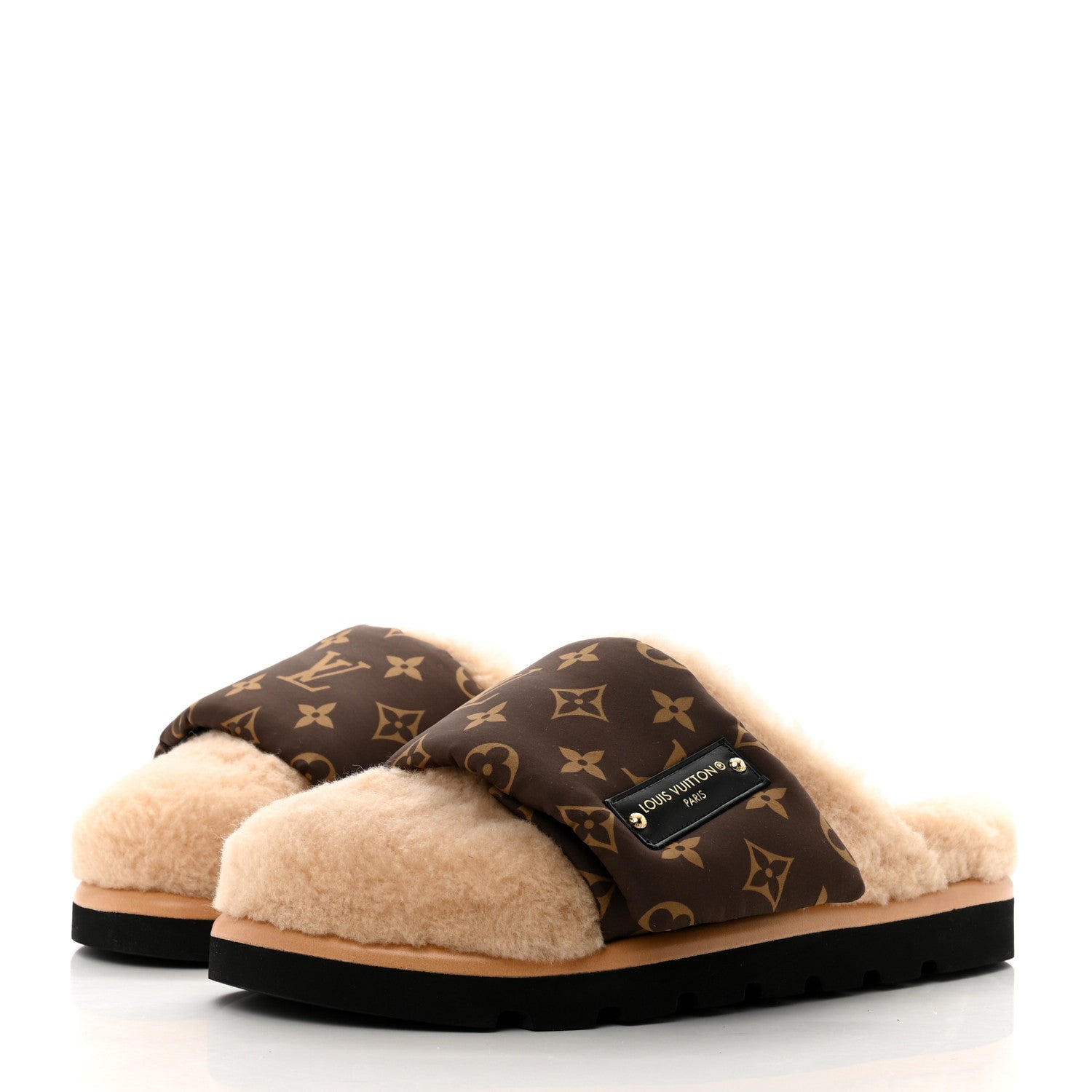 Louis Vuitton Nylon Monogram Shearling Pillow Comfort Mule 39 Cacao Brown 3 of 8