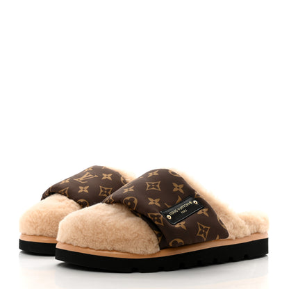 Louis Vuitton Nylon Monogram Shearling Pillow Comfort Mule 39 Cacao Brown 3 of 8