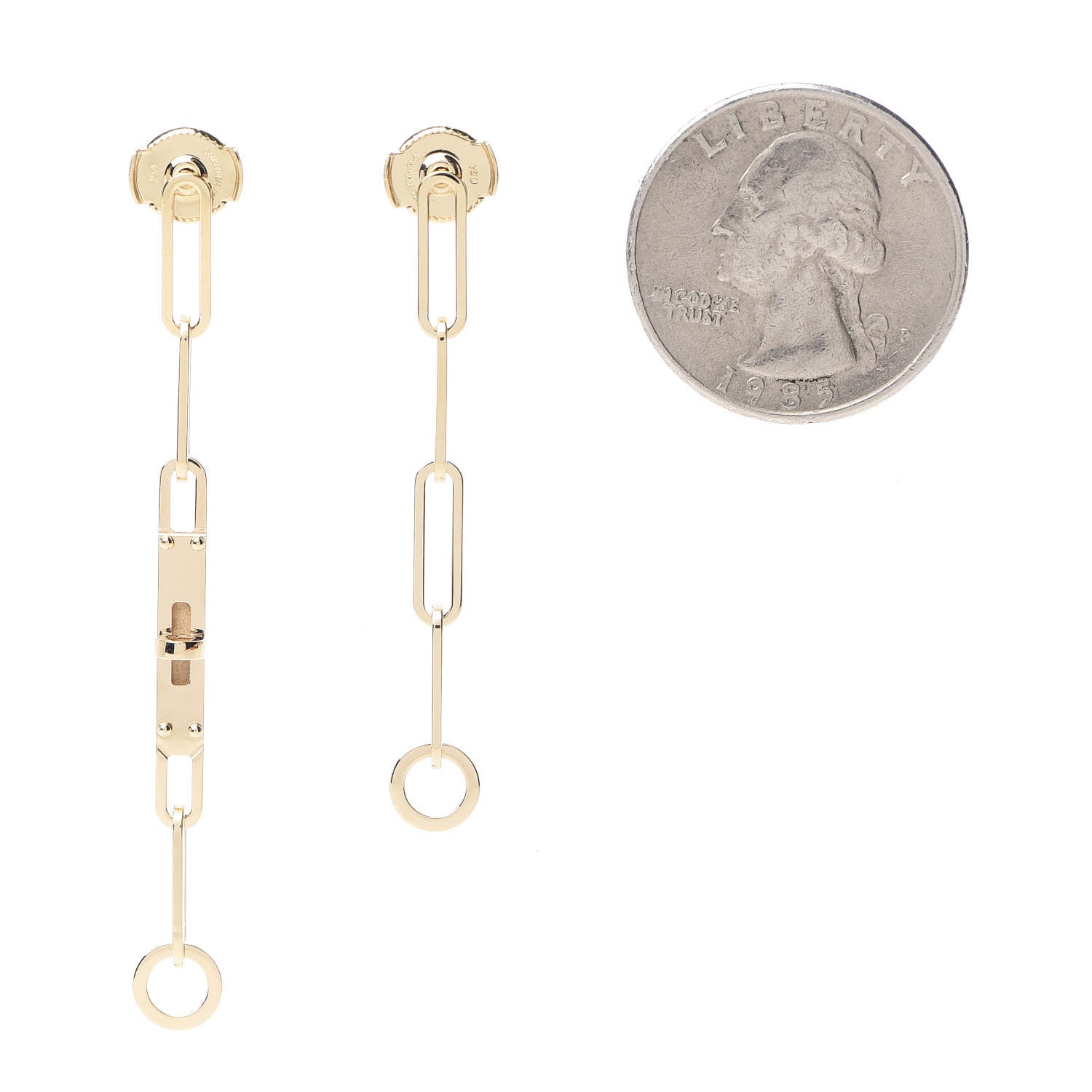 Hermes 18K Yellow Gold TPM Kelly Chaine Earrings 2 of 5