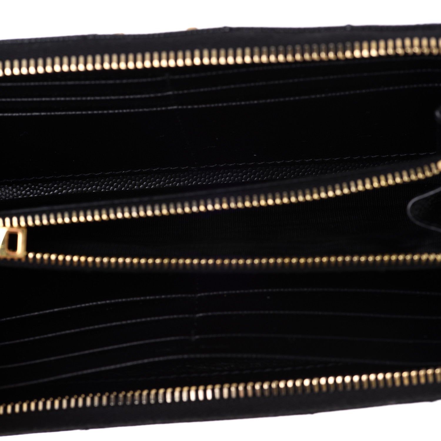 Saint Laurent Grain De Poudre Matelasse Chevron Monogram Zip Around Wallet Black 5 of 11