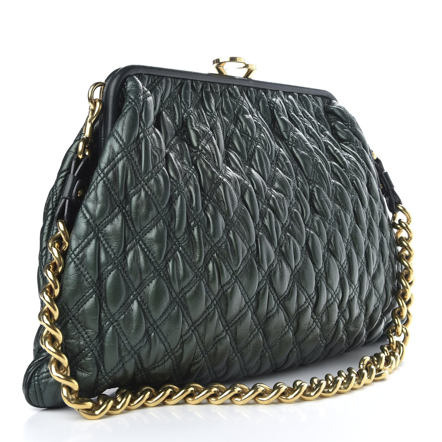 Calfskin Quilted Stam Emerald Green