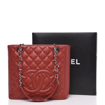 Chanel Caviar Quilted Petit Shopping Tote PST Red 14 of 14