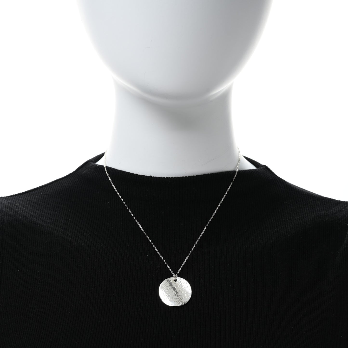 Sterling Silver Notes Round Pendant Necklace