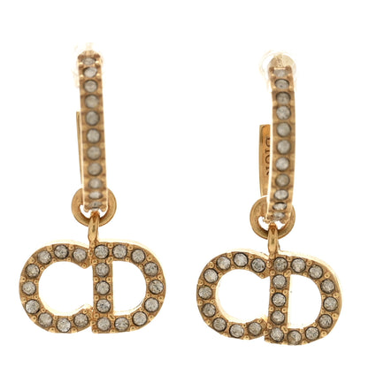 Christian Dior Crystal Clair D Lune Hoop Earrings Gold 1 of 4