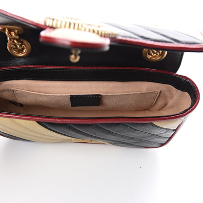 Gucci Azalea Calfskin Matelasse Diagonal Patchwork Mini Torchon GG Marmont Shoulder Bag Black Beige Romantic Cerise 4 of 8