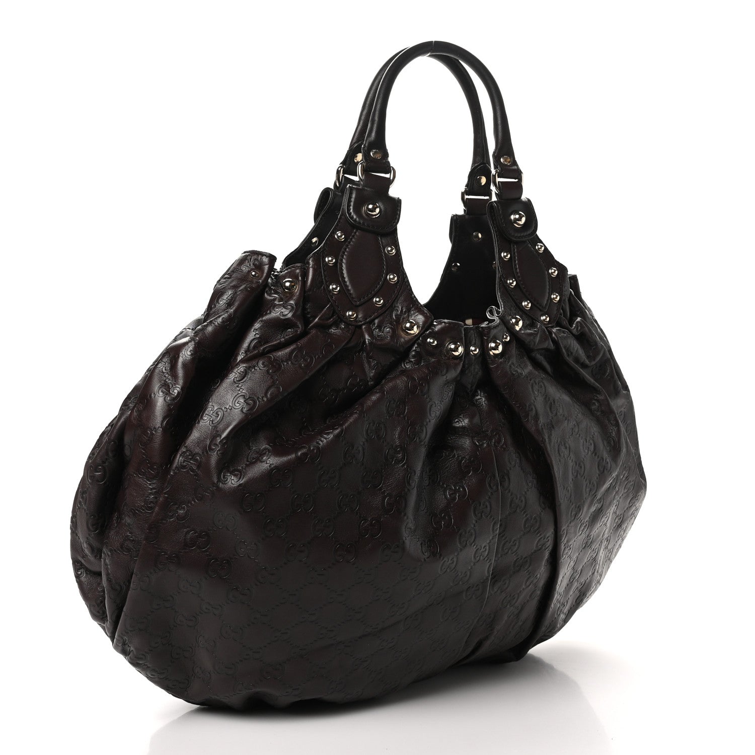 Gucci Guccissima Studded Pelham Shoulder Bag Dark Brown 2 of 10