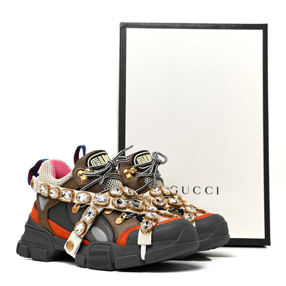 Gucci X SEGA Mesh Canvas Calfskin Removable Crystals Womens Flashtrek Sneakers 37.5 White Box Pink Ardesia Loess 9 of 9